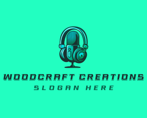 Headphone Microphone Recording logo design