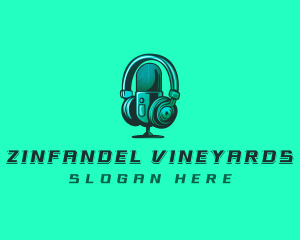 Headphone Microphone Recording logo design