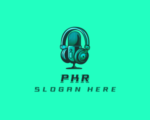 Headphone Microphone Recording logo design