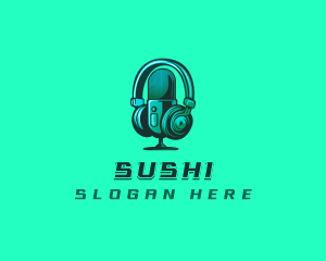 Headphone Microphone Recording logo design