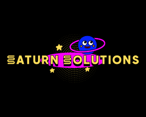 Saturn Planet Y2K logo design