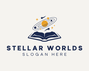 Planets - Universe Galaxy Book logo design