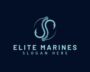 Fisherman Hook Marine logo design