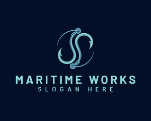 Fisherman Hook Marine logo design