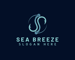 Fisherman Hook Marine logo design