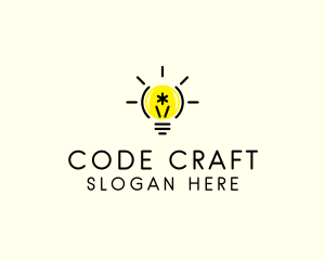 Coding - Light Bulb Coding logo design