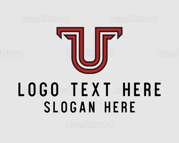 Red Modern Letter U Logo