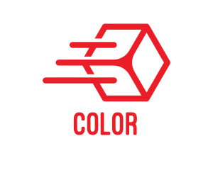 Red And White - Flying Cube Outline logo design