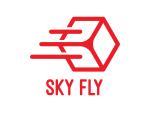 Flying Cube Outline logo design