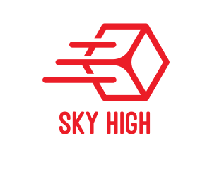 Fly - Flying Cube Outline logo design