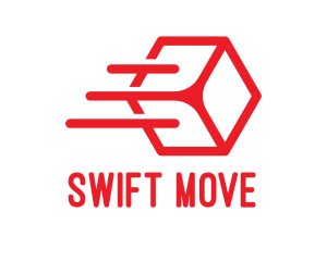 Move - Flying Cube Outline logo design