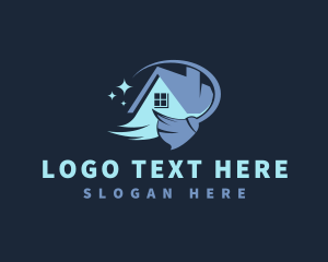 Clean - Sparkling House Cleaning Broom logo design