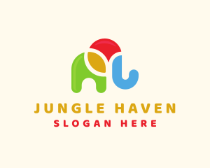 Jungle Elephant Kindergarten logo design