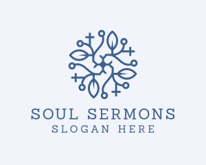 Preaching - Cross Leaf Church Symbol logo design