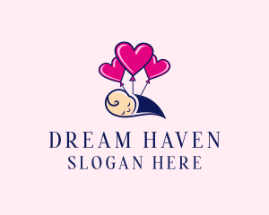 Sleeping - Baby Heart Balloon logo design