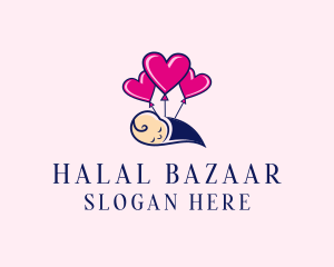 Baby Heart Balloon  logo design