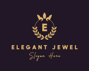 Gold Crown Wreath logo design