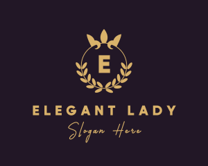 Gold Crown Wreath logo design