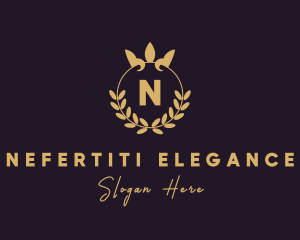 Gold Crown Wreath logo design