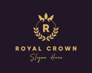 Gold Crown Wreath logo design