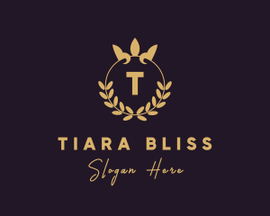 Gold Crown Wreath logo design