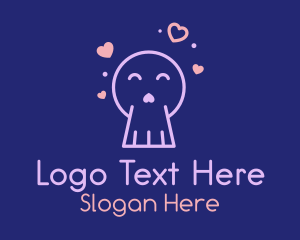 Online Relationship - Love Skull Ghost logo design