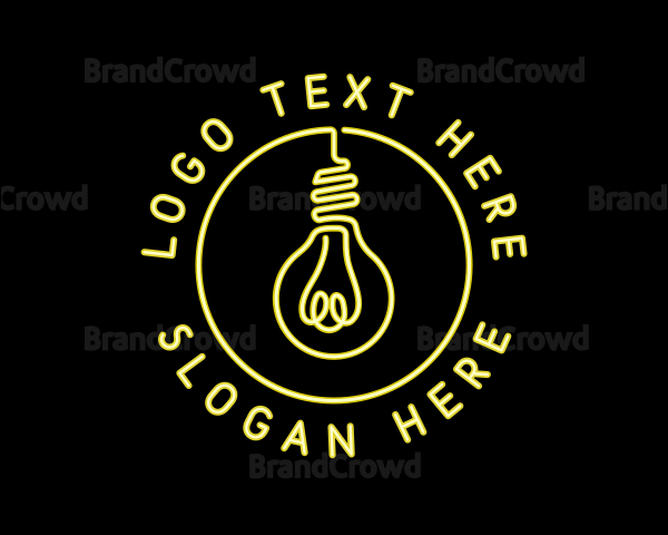 Neon Light Bulb Signage Logo