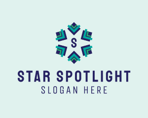 Geometric Star Snowflake logo design