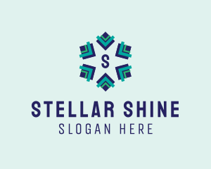 Geometric Star Snowflake logo design