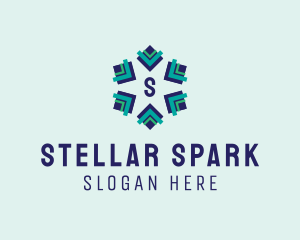 Geometric Star Snowflake logo design