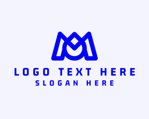 Telecom - Blue Droplet Letter M logo design