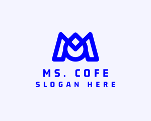 Blue Droplet Letter M logo design