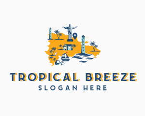 Caribbean - Dominican Travel Map logo design