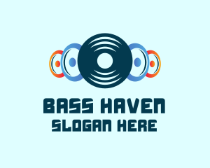 Bass - Vinyl Record Speakers logo design