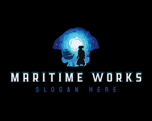 Captain Ship Silhouette logo design