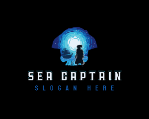 Captain Ship Silhouette logo design