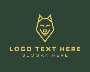 Monoline - Yellow Wolf Animal logo design