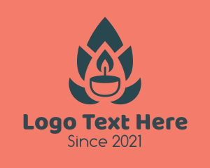 Lenten - Leaf Candle Flame logo design