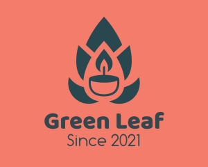 Leaf Candle Flame logo design