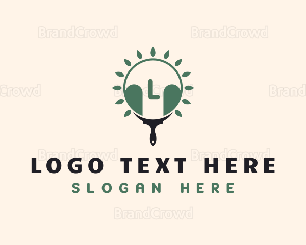 Eco Leaf Paint Brush Logo