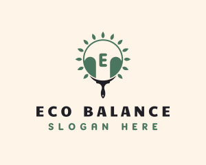 Eco Leaf Paint Brush logo design