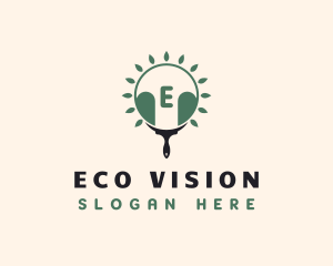 Eco Leaf Paint Brush logo design