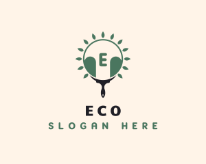 Eco Leaf Paint Brush logo design