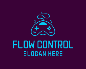 Cute Neon Game Controller logo design