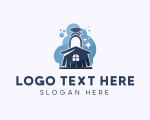 Broom - Bubble Cleaning House logo design