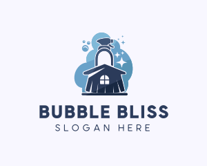 Bubble Cleaning House  logo design