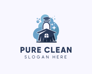 Bubble Cleaning House  logo design