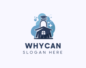 Sprayer - Bubble Cleaning House logo design