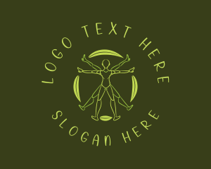 Massage Therapy - Green Vitruvian Man logo design