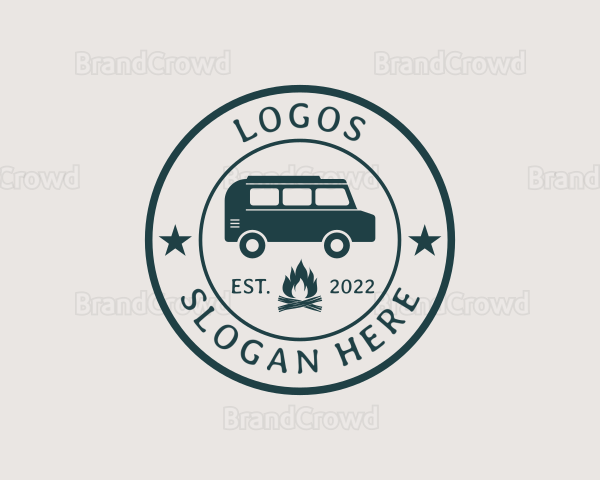 Hipster Camping Badge Logo